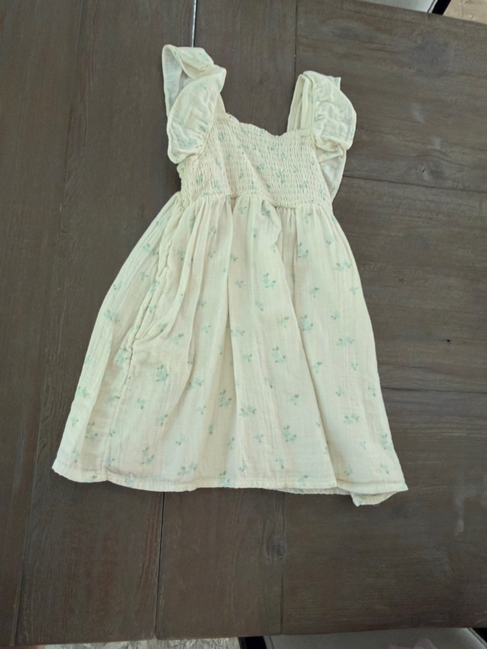 Cat & Jack Cream Sundress with Light Green Floral Print
